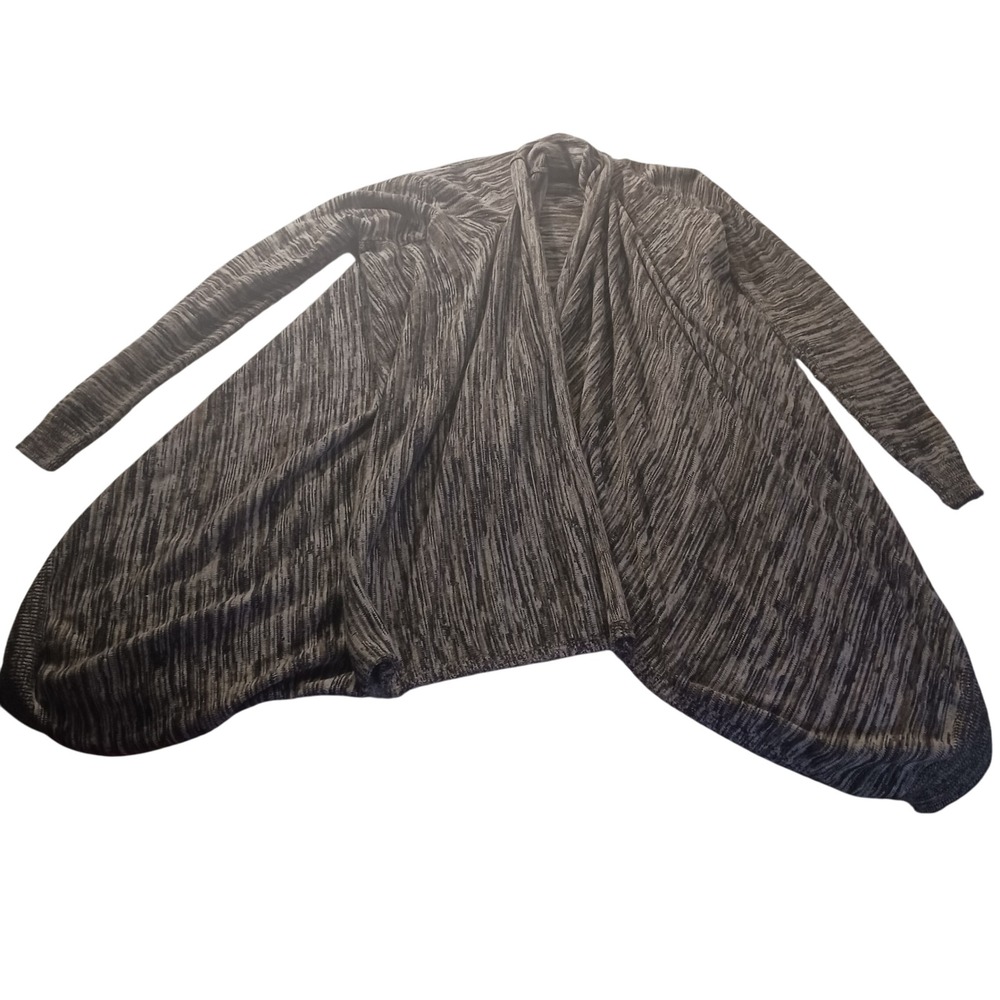 MODA International VTG Cotton‎ Cashmere Cardigan S Marled Open Front Drape Hem